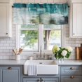 thumbnail image 2 of Teal Turquoise Farmhouse Short Window Curtain Valances, Modern Abstract Minimalism Ombre Art Rod Pocket Kitchen Valances for Living Room Bedroom Bathroom Cafe 60" x 18", 2 of 8