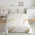 thumbnail image 2 of Manfei Aesthetic Marble Bedding Comforter Set,Modern Luxury Style Twin Comforter Sets,Gold White Bedding Set For Teens,Breathable Bedroom Decor,2-Piece, 2 of 8