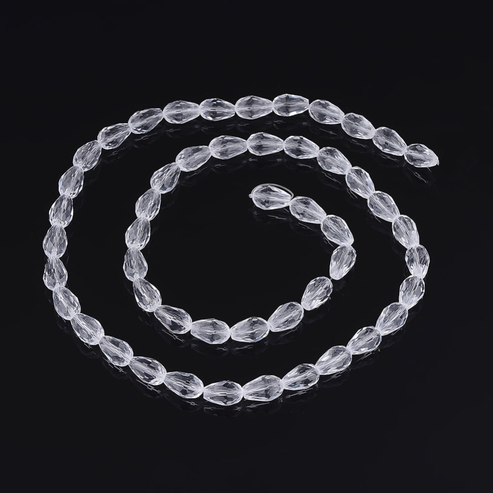 Glass Beads Strands Faceted teardrop Clear 15x10mm Hole: 2mm about 48pcs/strand 27.56 inch(70cm)