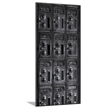 Antique Single Post Mount - Antique post office boxes at historic Chippewa City, Cook County, Minnesota, USA Wood Mounted Print Wall Art