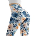 thumbnail image 5 of DISNIMO Flower Printed High Waisted Workout Leggings for Women, Yoga Pants Leggings Athletic High Waisted Yoga Pants for Workout Sport, Blue and White, S, 5 of 6