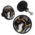 thumbnail image 2 of HemaKayy 4 Pack 1.3" Decorative Cabinet Knobs - Premium ABS & Glass, Round Black, Stylish & Durable, Perfect for Kitchen, Bedroom, Home Furniture Decor - Unique Marble Texture, 2 of 5