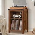 thumbnail image 4 of Joaxswe Record Player Table with Vinyl Record Storage, Mid-Century Modern Record Player with Stand Holds up to 160 Albums, Large Wood Turntable Stand Display Cabinet for Living Room, Brown, 4 of 8