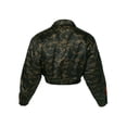 thumbnail image 3 of A2Y Women's Cropped Front Two Pocket Snap Quilted Padding Bomber Jacket Camo Olive S, 3 of 3