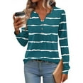 thumbnail image 2 of HAiming Womens Striped Tops Casual Long Sleeve V Neck Button Shirts Loose Dressy Tunic Blouses Fall Fashion Clothes, 2 of 5