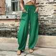 thumbnail image 2 of WTXUE Wide Leg Pants, Bell Bottoms Womens Solid Color Casual Pants Trousers Elastic Waist Pockets Trousers, Womens Trousers Slacks Slacks, Green, 2 of 6