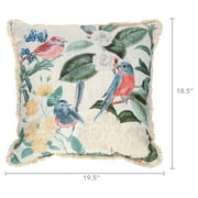 Mainstays Decorative Embroidered Bird Floral 18” x 18” Throw Pillow, Multi-Color
