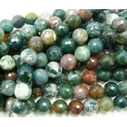 GIFTSJOY 6mm Indian Agate Faceted Round Beads Genuine Gemstone Natural Jewelry Making