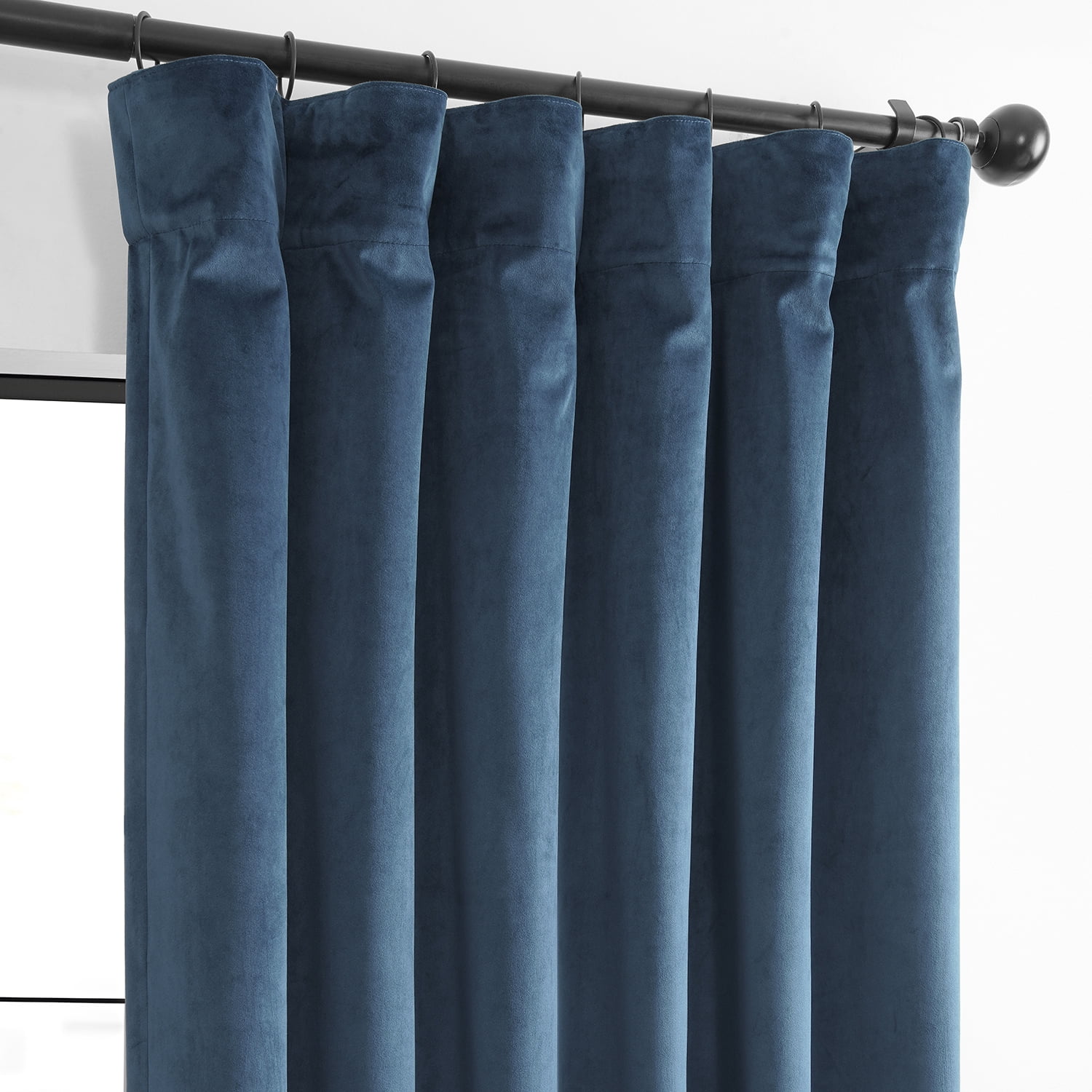 HPD Half Price Drapes Basic Deluxe Velvet Room Darkening Curtains with Rod Pocket - 2 Panels Set - Window Curtains for Living Room & Curtains for Bedroom, 50W X 96L, Dark Blue