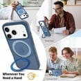 thumbnail image 3 of Asuwish Phone Case for iPhone 17 Pro 6.3 inch Tempered Glass Screen Protector Magnetic Folding Stand Frosted Translucent Rugged Shockproof Protective Cell Cover i Phone17 i17 17Pro Women Men Blue, 3 of 7