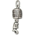 thumbnail image 1 of Sterling Silver 24" 1mm Box Chain 3D Old Fashion Radio Broadcast Microphone Pendant Necklace, 1 of 2