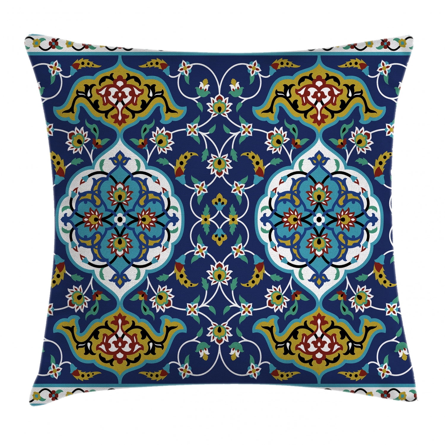 Moroccan Throw Pillow Cushion Cover, Authentic Oriental Motif with