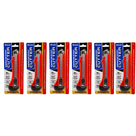 

Bazic Retractable Snap-Off Utility Cutter Ergonomically designed Multi Color Pack of 6