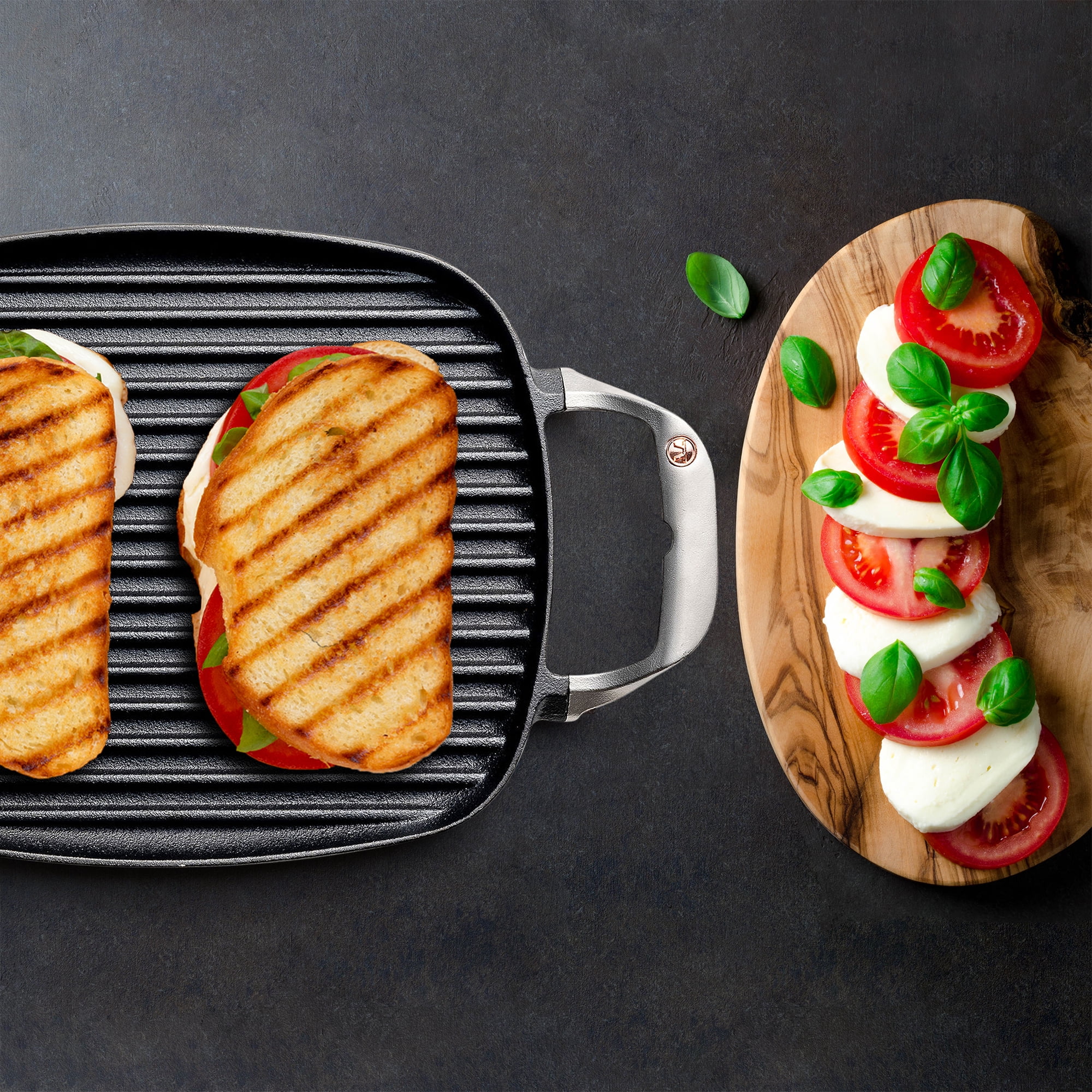 Outset Cast Iron Grill Pan With Ridges, 8.5” x 14.25” x 1.5” Pan for BBQ and Stovetop