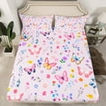 thumbnail image 2 of Feelyou Cartoon Butterfly Teens Bed Sheets, Spring Flower Floral King Sheets, Dreamy Cute Animal Sheet Set, Ultra Soft Bedroom Decor, 4-Piece, 2 of 7