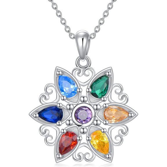 Flower Necklace for Women 925 Sterling Silver Lotus/Sunflower/Lily/Daisy Flower Pendant Necklace Birthday Jewlery Gifts for Women
