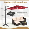 thumbnail image 3 of Costway 10 FT Cantilever Patio Umbrella with Solar LED Lights, 360° Rotation, Easy Tilt Wine, 3 of 10