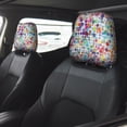 thumbnail image 2 of Kdxio Colorful Watercolor Dots Pattern Print 2 Piece Car Head Rest Covers Set Auto Front/Rear Seats Headrest Cover Universal Fit Most Cars,Sedan, SUV, 2 of 9