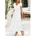 thumbnail image 2 of PRETTYGARDEN Women's Summer Maxi Dresses Trendy Casual Button V Neck Ruffle Cap Sleeve Long Flowy Pleated Dress, 2 of 6