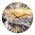 thumbnail image 2 of Designart 'Winter Landscape With Road Under Bright Sunset' Traditional Wall Clock, 2 of 5