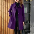 thumbnail image 4 of Women's Coat Casual Design Sense Stand Solid Color Coat Wool Blend Overcoat for Women, 4 of 5