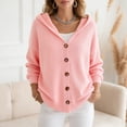 thumbnail image 4 of vigerkar Women's Hooded Cardigan Solid Color Sweaters Button Down Open Front Knit Outerwear Coats (Pink, 7XL), 4 of 9