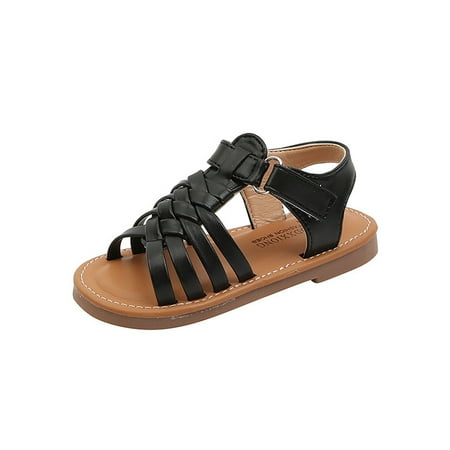 

EHTMSAK Toddler Baby Girl s Outdoor Party School Wedding Sandals Kids Roman Summer Dress First Walkers Shoes Black 18M-7Y 25