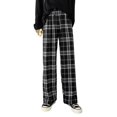 thumbnail image 3 of Pantalones a cuadros en blanco y negro para mujer, de primavera y otoño, de cintura alta, holgados, rectos, con drapeado, informales, para fregar el suelo, pantalones de pierna ancha, 3 of 6