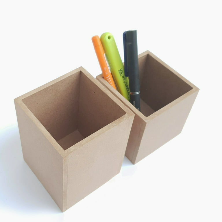 Wooden Pencil Case Box Holder/ Desktop Stationery Organizer Wood Decoupage  Craft