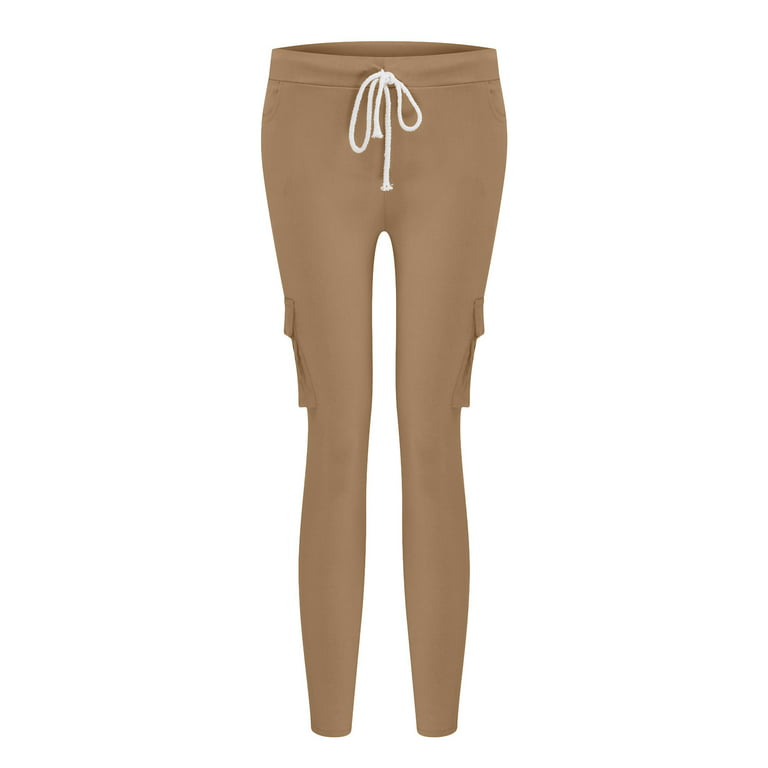 KIHOUT Women's Casual Elastic Waist Drawstring Solid Long Pants With Pocket  