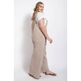 thumbnail image 2 of Saronite Plus Size Pintuck Detail Cotton Overall with Side Pockets Jumpsuit, Stone (Women's), 2 of 4