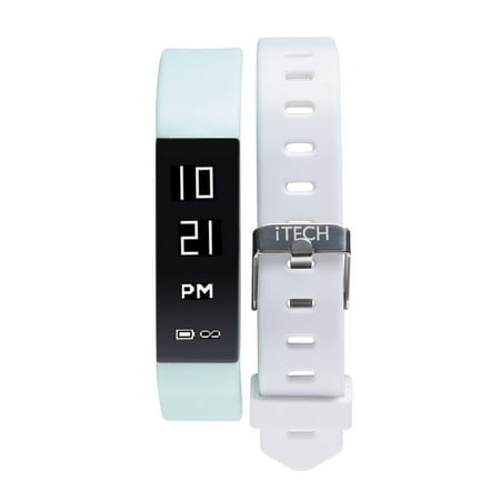 iTech Sport Activity Tracker with Interchangeable Strap, Mint/White