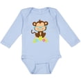 thumbnail image 3 of Inktastic Cute Monkey With Eyeglasses, Colorful Flowers Boys or Girls Long Sleeve Baby Bodysuit, 3 of 5