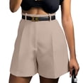 thumbnail image 2 of Dpjklzsn Women's High-Waisted Tailored Shorts, Side Pockets, Belt-loop Waist, Pleated Front for Work, Travel and Dressy Casual Outfits, 2 of 5