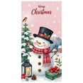 thumbnail image 6 of Pink Background Christmas Banner Snowman Design Merry Christmas Banner Christmas Tree Pattern Plaid Pattern Snowman Banner for Christmas Party Indoor Decoration Holiday Celebration, 6 of 9