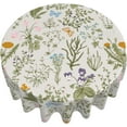 thumbnail image 2 of Spring Tablecloth Round 60 Inch,Sage Green Wild Flowers Table Cloth,Stain Resistance Polyester Seasonal Summer Floral Table Covers for Kitchen Dining,Small Tablecloth for Parties Picnic, 2 of 6