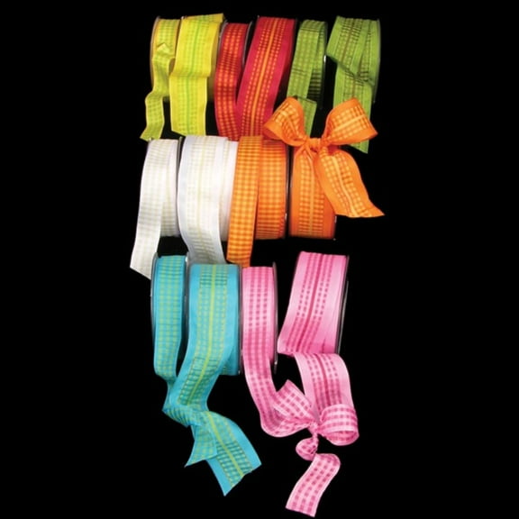 The Ribbon People Red and Yellow Blocks Taffeta Wired Craft Ribbon 1.5" x 54 Yards