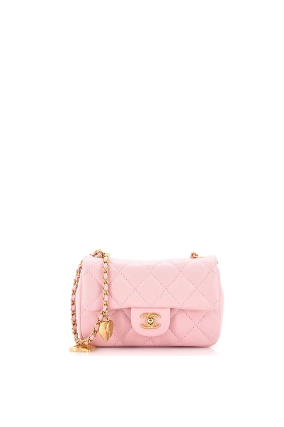 Pre-Owned Heart Charms Flap Bag Quilted Lambskin Mini By Rebag