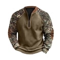 thumbnail image 4 of ZRGHAOYLQ Long Sleeve Camo Shirts for Men Patchwork Quarter Zip Collar Sweatshirt Big and Tall Camouflage Print Shirts Military Tactical Muscle Shirt, 4 of 5