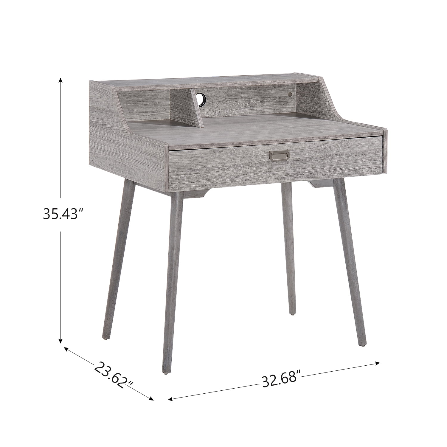 Kadyn Fiberboard Study Desk, Mid Century Studying Writing Table for Home Office, Modern Finished Fiberboard Studying Writing Table with Drawer, Plaid Grey Oak Kadyn Fiberboard Study Desk, Mid Century Studying Writing Table for Home Office, Modern Finished Fiberboard Studying Writing Table with Drawer, Plaid Grey Oak