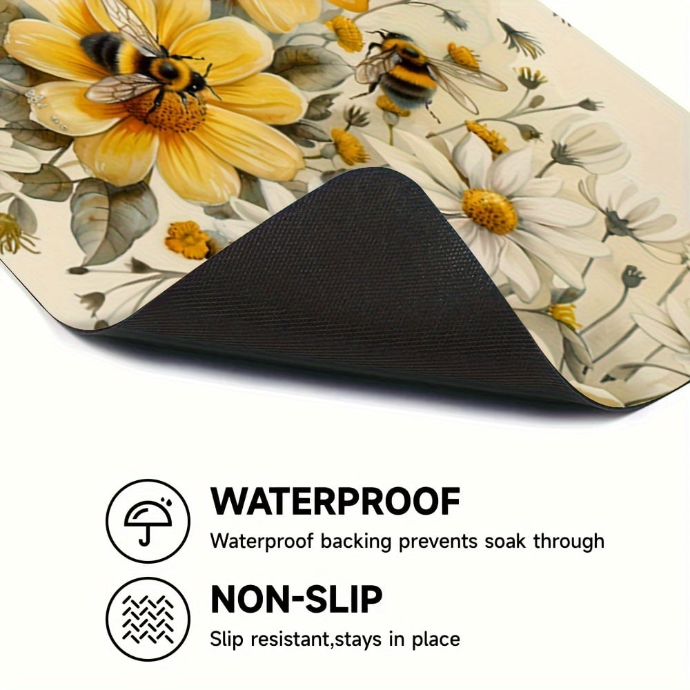 Dish Drying Pad, Floral Pattern Washing Machine Dust Cover Pad, Washstand Drain Mat, Soft Faucet Absorbent Mat, Washstand Cup Mat, Kitchen Accessories, Bathroom Accessories