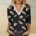 thumbnail image 2 of HKEJIAOI Blouse d'Été à Col Rond Imprimé Floral à Manches 3/4 pour Femmes, 2 of 5
