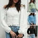 thumbnail image 4 of Camisa de mujer con hombros descubiertos, mangas largas con cordones en la cintura, corsé, camisas c Tomshoo  Extragrande, 4 of 7