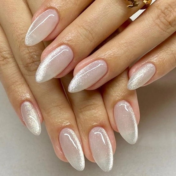 Modelones Cat Eye Press on Nails Almond, Summer Short Fake Nails