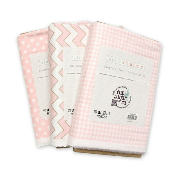 Fabric Creations Pink Bamboo‑Cotton Fabric, 42 in x 72 in Cut (1.1 m x 1.8 m), 70% Bamboo / 30% Cotton