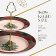 thumbnail image 7 of Spode Christmas Tree Tartan 2-Tiered Server, Holiday Cupcake Stand, Dessert Display Set, Earthenware Serving Platter, 10" & 8" Plates, Dishwasher Safe Serveware for Appetizers, Desserts, Cookies, 7 of 7