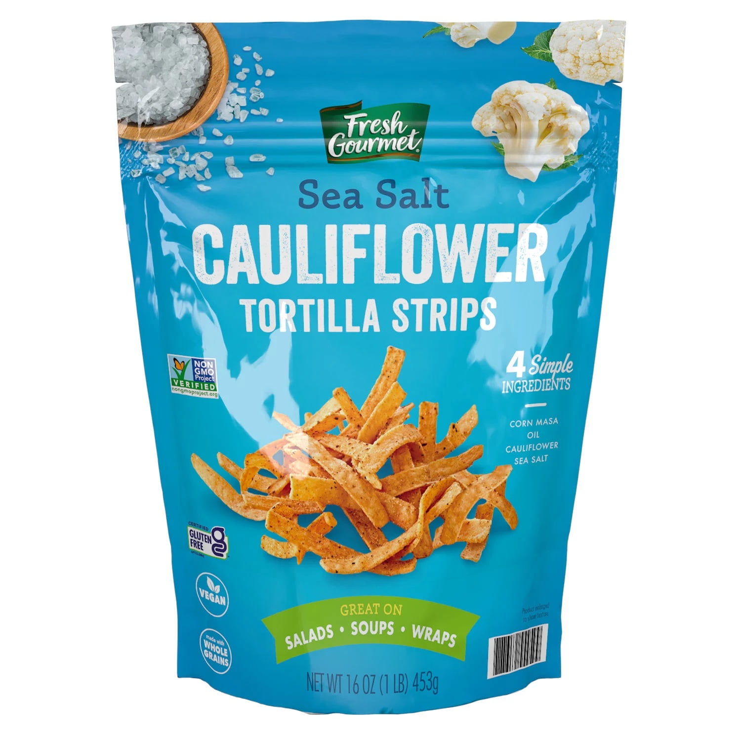Fresh Gourmet Cauliflower Tortilla Strips, Sea Salt (16 Ounce