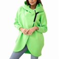 thumbnail image 3 of Women'S Plus Size Hooded Fleece Lined Sweatshirt Full Zip Casual Long Sleeve Outdoor Jacket Yellow-Green M, 3 of 7