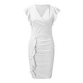 thumbnail image 4 of B91xZ Robes d'Été pour Femmes 2024, Robes Plissées Sans Manches à Col Rond, Blanc TG, 4 of 5