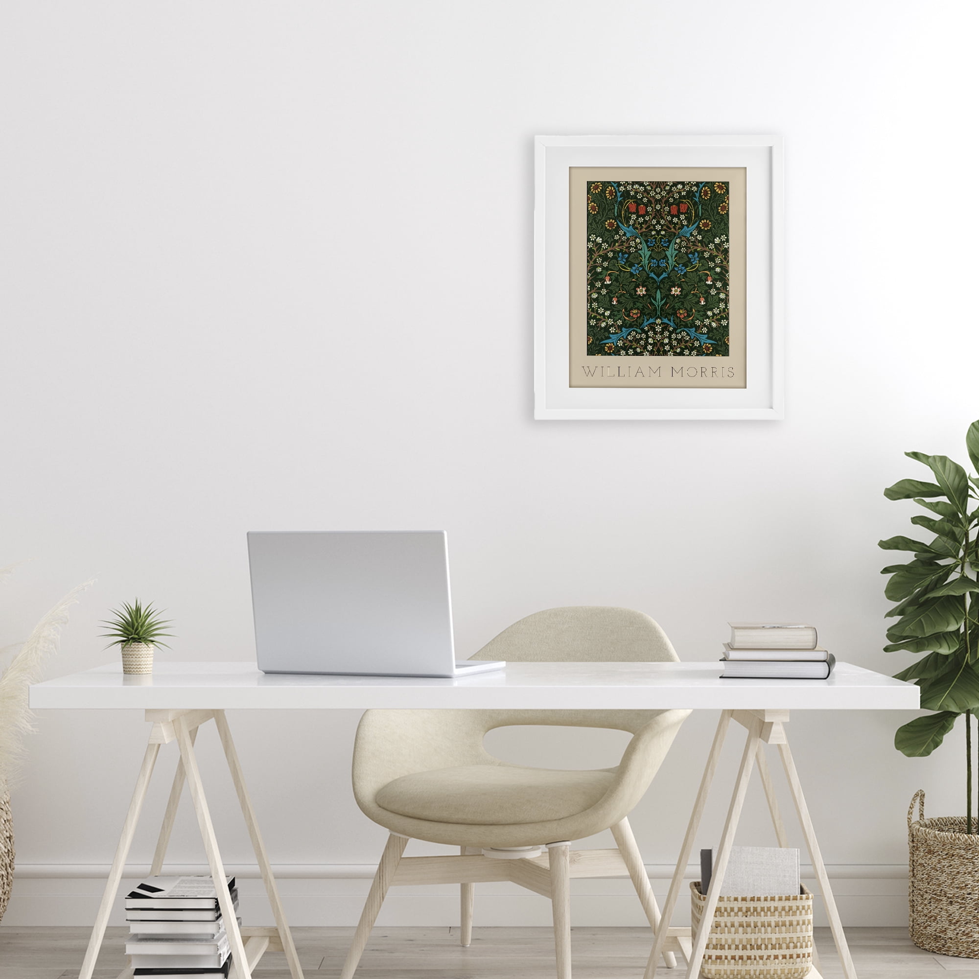 Stupell Industries Ornate Botanicals William Morris White Framed Print Under Glass, design by Lil' Rue